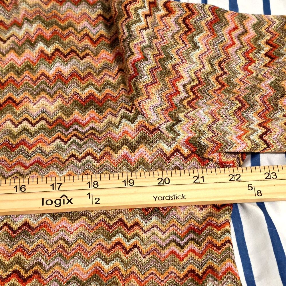 Chicos Travelers Cardigan Open Front Chevron Colorful 3/4 Sleeve Size 2 = L /12 - Picture 7 of 9